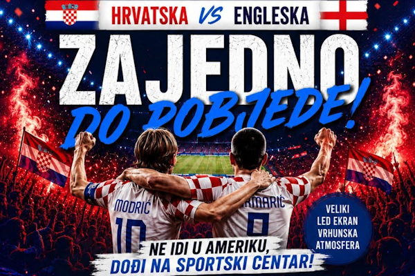 LJUBUŠKI UZ VATRENE: Hrvatska protiv Engleske na velikom LED ekranu na Sportskom centru