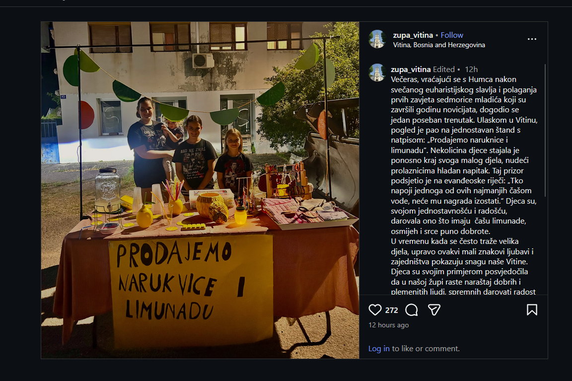 Fra Franjo Markić o dirljivom prizoru u Vitini: Čaša limunade, osmijeh i srce puno dobrote