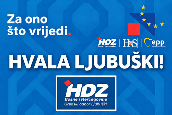 Plavi politički plakat zahvale Ljubuškom